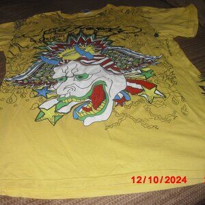 Ed Hardy T Shirt Mens Large, Chinese Dragon design, Yellows, Blues, Reds, Greens